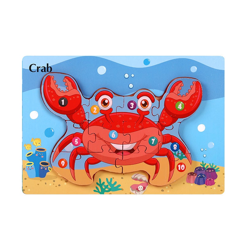 Wooden Animal Traffic Cognitive Cartoon Three-Dimensional Puzzle Toy Early Education Educational Children'S Big Block Matching Toy - Image 1